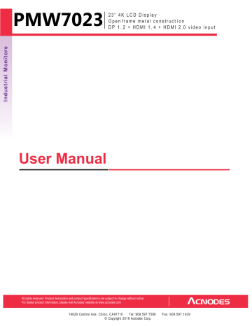 Acnodes PMW7023 Open Frame - 1080P / 4K User Manual | Manualzz Acnodes PMW7023 Open Frame - 1080P / 4K User Manual | Manualzz