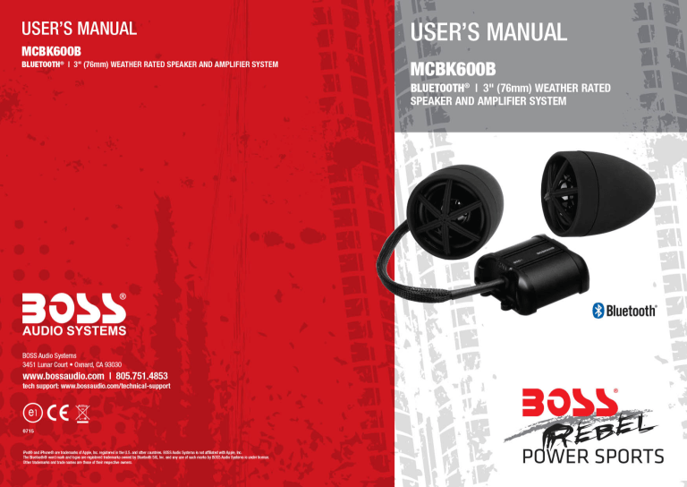 Boss Audio Systems MCBK600B Owner's manual Boss Audio Systems MCBK600B Owner's manual