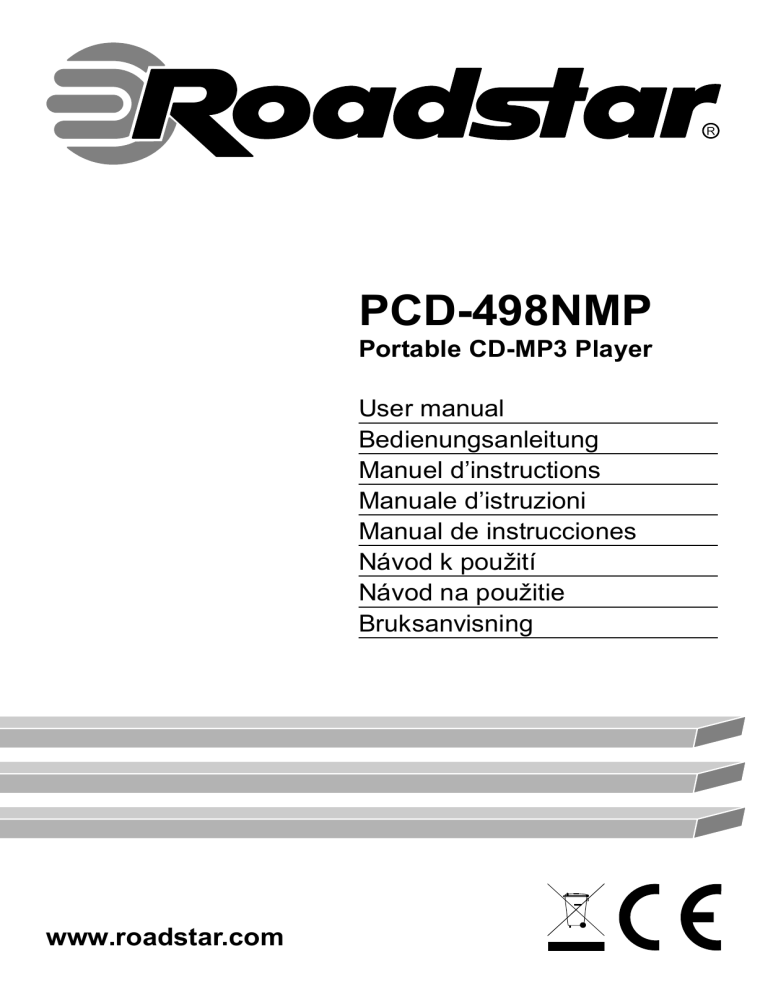 Roadstar PCD-498NMP/BK User manual Roadstar PCD-498NMP/BK User manual