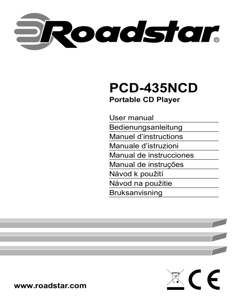 Roadstar PCD-435NCD User manual Roadstar PCD-435NCD User manual