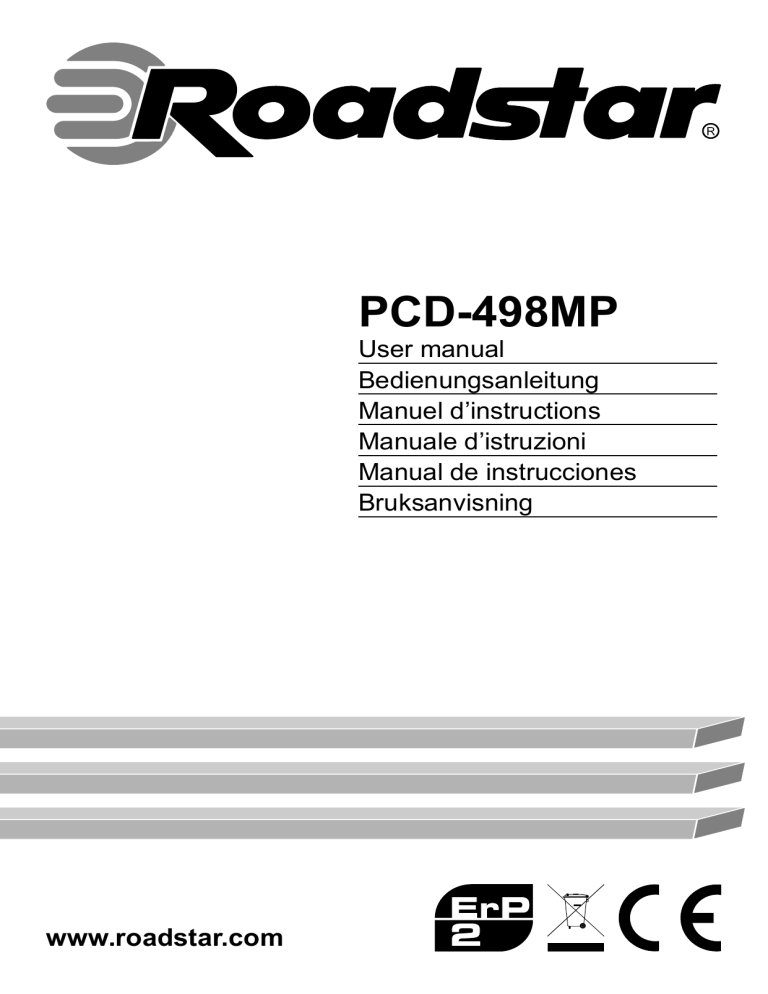 Roadstar PCD-498MP/BK User manual Roadstar PCD-498MP/BK User manual