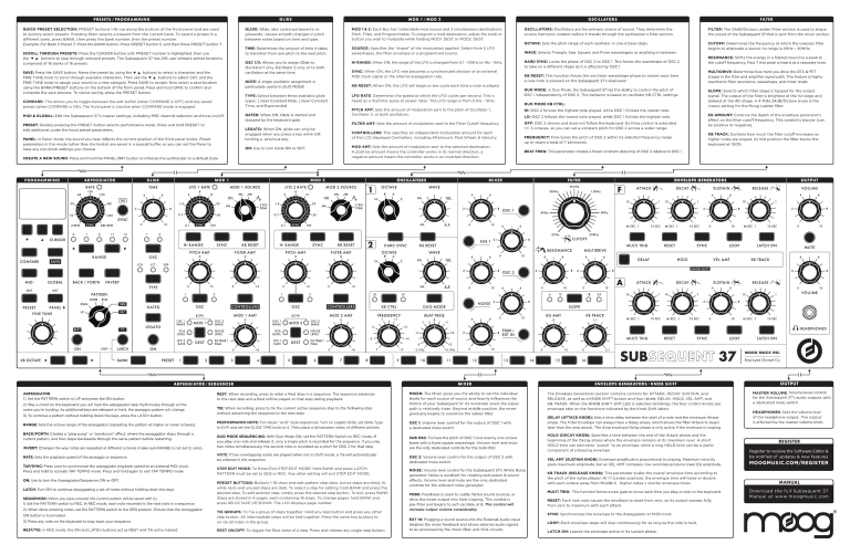 Moog Subsequent 37 Owner's manual Moog Subsequent 37 Owner's manual