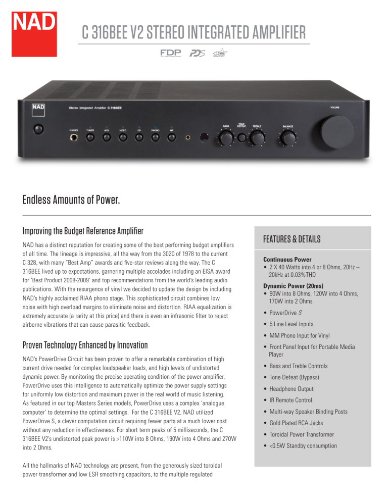 NAD C 316BEE V2 Datasheet NAD C 316BEE V2 Datasheet