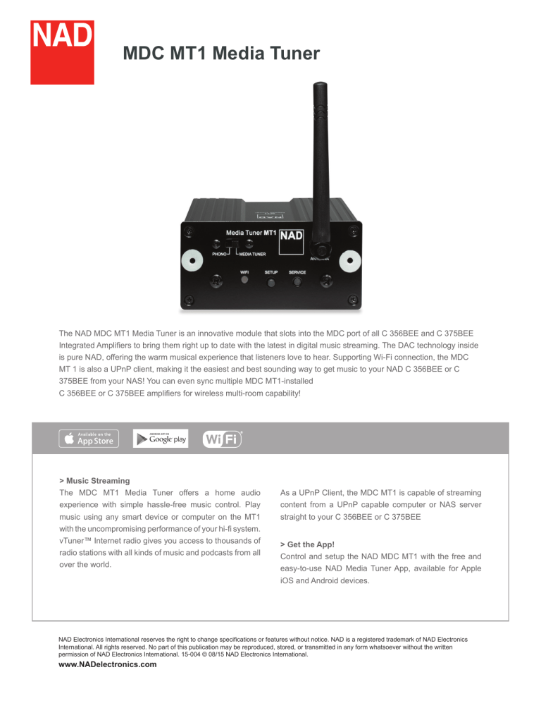 NAD MT 1 Datasheet NAD MT 1 Datasheet