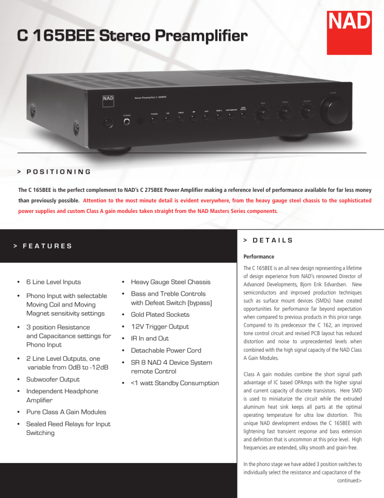NAD C 165BEE Datasheet NAD C 165BEE Datasheet