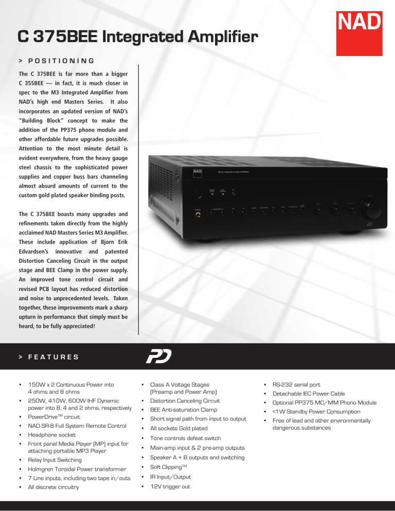 NAD C 375BEE Datasheet NAD C 375BEE Datasheet