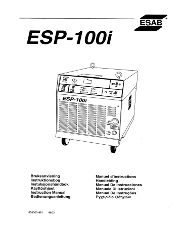 ESAB ESP 100i Manuel Utilisateur Manualzz