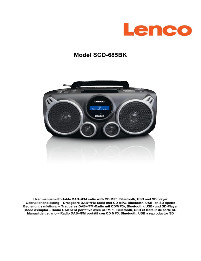 Lenco SCD-685 User manual Lenco SCD-685 User manual