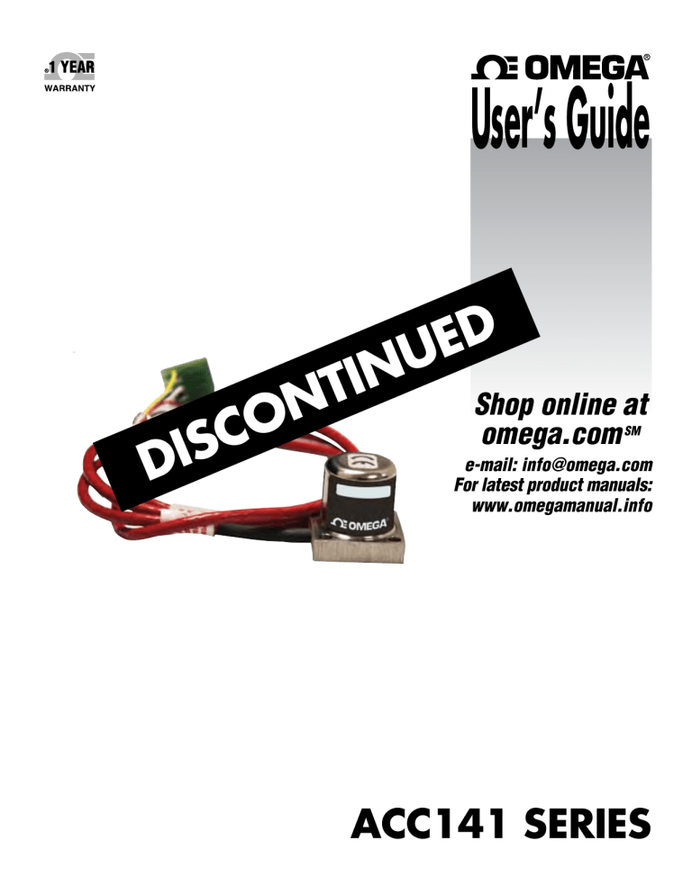 Omega ACC141A and ACC141B Owner's manual Omega ACC141A and ACC141B Owner's manual