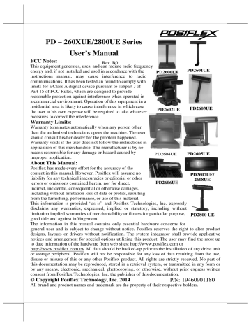 Posiflex PD-260XUE/2800UE User Manual | Manualzz Posiflex PD-260XUE/2800UE User Manual | Manualzz