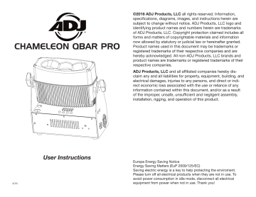 ADJ Chameleon QBar Pro User Manual | Manualzz ADJ Chameleon QBar Pro User Manual | Manualzz