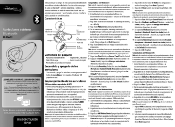 RocketFish RF-MAB2 RF-MAB2 High-Definition Stereo Bluetooth Headphones guía de instalación rápida | Manualzz RocketFish RF-MAB2 RF-MAB2 High-Definition Stereo Bluetooth Headphones guía de instalación rápida | Manualzz