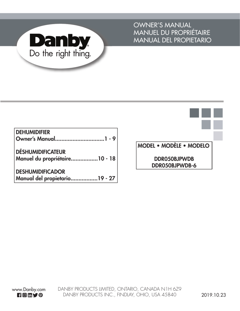 Danby DDR050BJPWDB Owner's manual Danby DDR050BJPWDB Owner's manual