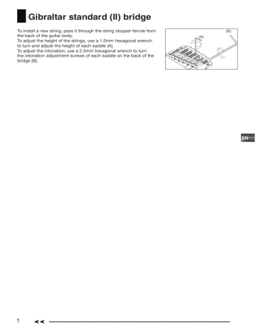 Ibanez Gibraltar Standard Ⅱ bridge Owner's manual Ibanez Gibraltar Standard Ⅱ bridge Owner's manual