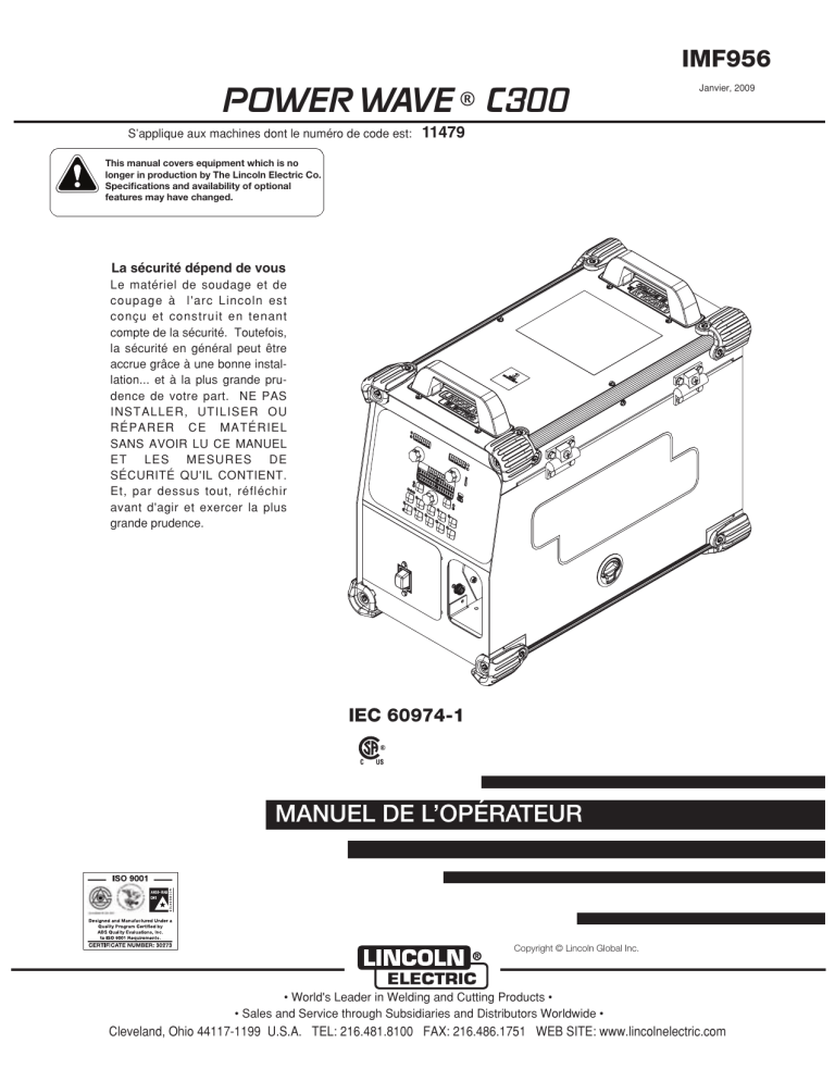 Lincoln Electric Power Wave C300 Operating instructions Lincoln Electric Power Wave C300 Operating instructions