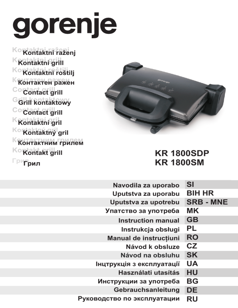 Gorenje KR1800SM, KR1800SDP Owner's manual Gorenje KR1800SM, KR1800SDP Owner's manual
