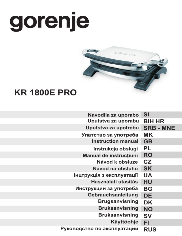 Gorenje KR1800EPRO Owner's manual Gorenje KR1800EPRO Owner's manual