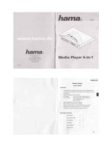 Hama 00047119 Owner's manual Hama 00047119 Owner's manual