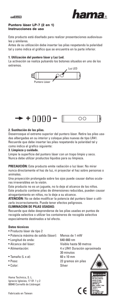 Hama 69003553 Owner's manual Hama 69003553 Owner's manual