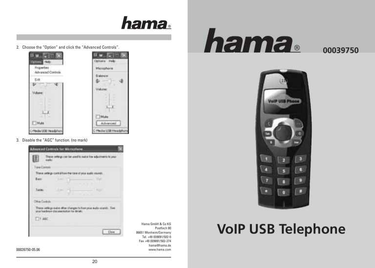 Hama 00039750 Owner's manual Hama 00039750 Owner's manual