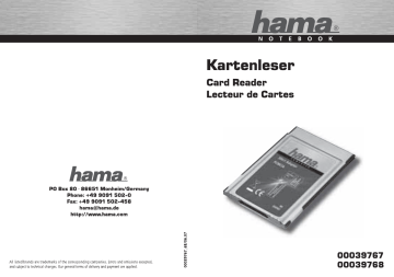 Hama 00039767 Owner's manual Hama 00039767 Owner's manual