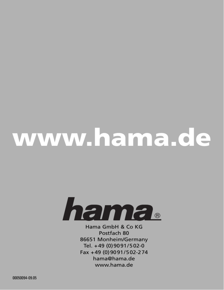 Hama 00050094 Owner's manual Hama 00050094 Owner's manual
