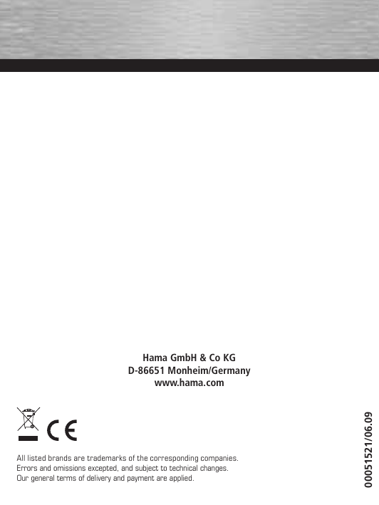 Hama 00051521 Owner's manual Hama 00051521 Owner's manual