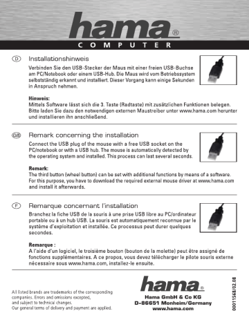 Hama 00011568 Owner's manual Hama 00011568 Owner's manual