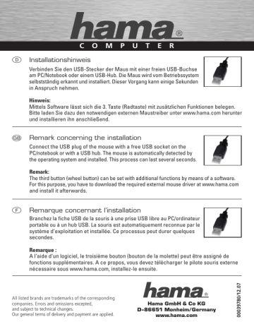 Hama 00039780 Owner's manual Hama 00039780 Owner's manual