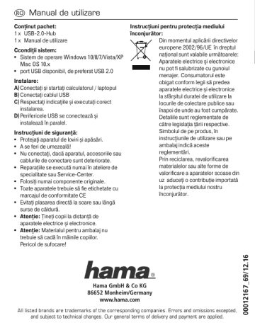 Hama 00012169 Owner's manual Hama 00012169 Owner's manual
