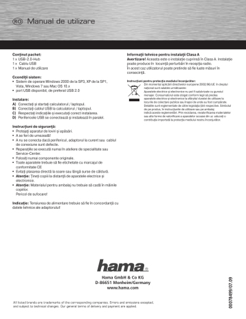 Hama 00078499 Owner's manual Hama 00078499 Owner's manual