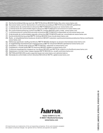 Hama 66052312 Owner's manual Hama 66052312 Owner's manual