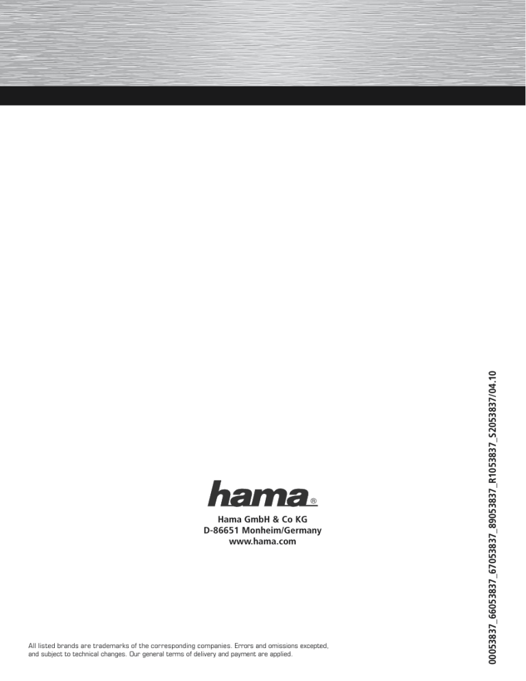 Hama 89053837 Owner's manual Hama 89053837 Owner's manual