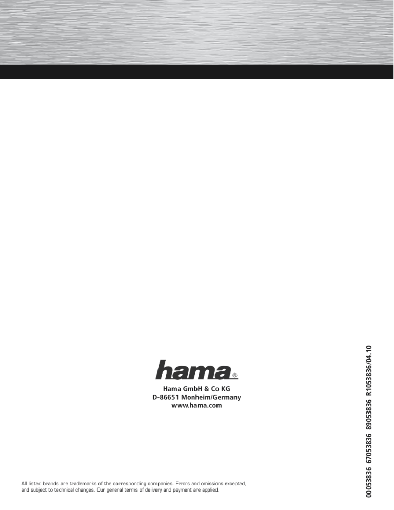 Hama 00053836 Owner's manual Hama 00053836 Owner's manual