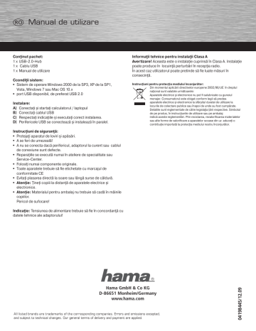 Hama 04198445 Owner's manual Hama 04198445 Owner's manual