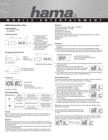 Hama 00014208 Owner's manual Hama 00014208 Owner's manual