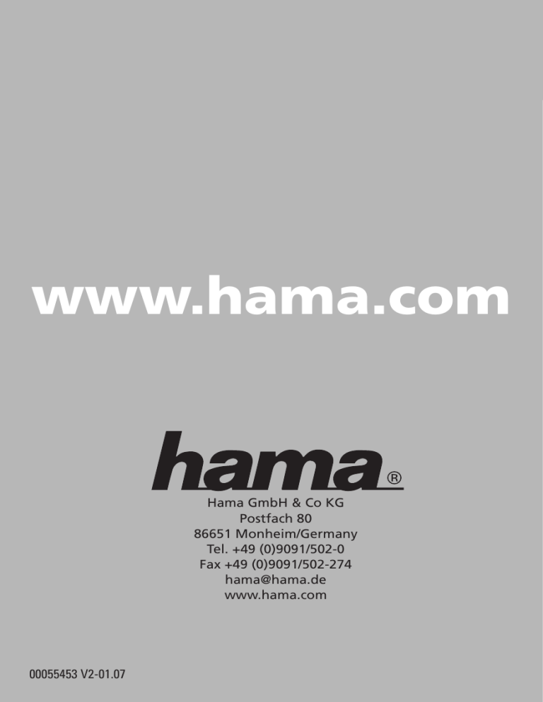 Hama 00055453 Owner's manual Hama 00055453 Owner's manual