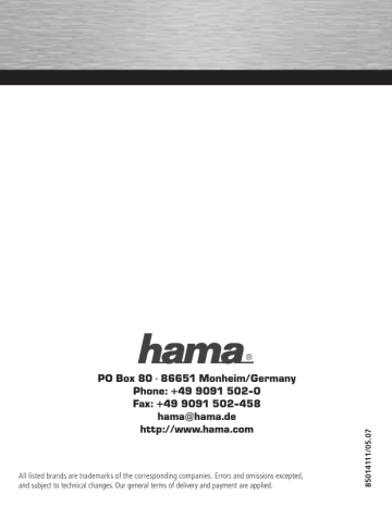 Hama 85014111 Owner's manual Hama 85014111 Owner's manual