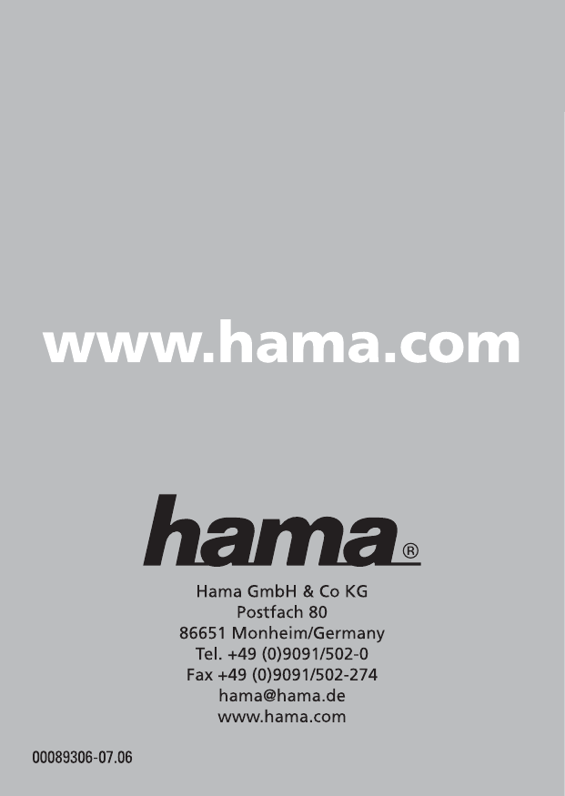 Hama 00089306 Owner's manual Hama 00089306 Owner's manual