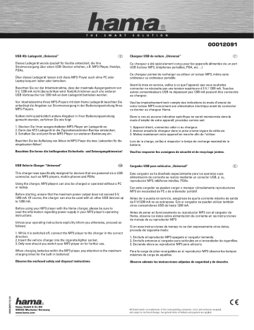Hama 00012091 Owner's manual Hama 00012091 Owner's manual