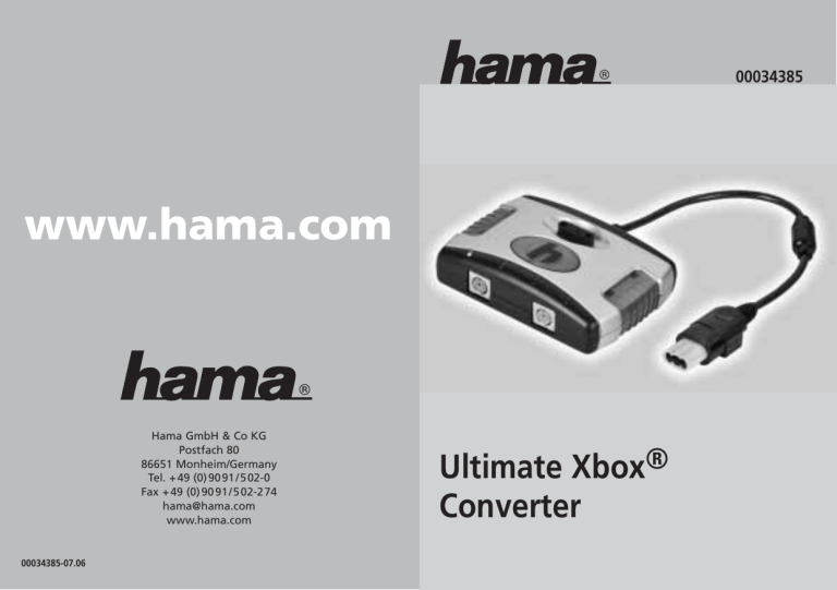 Hama 00034385 Owner's manual Hama 00034385 Owner's manual