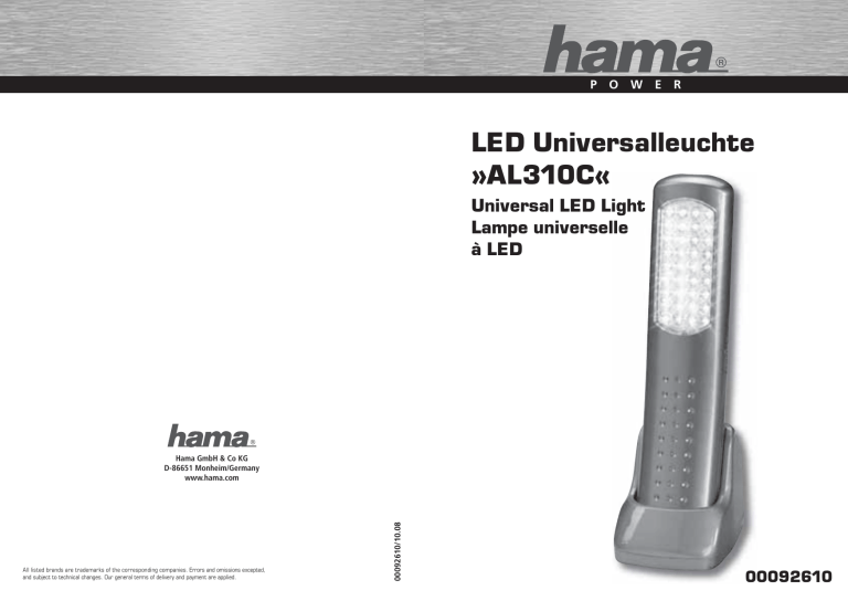 Hama 00092610 Owner's manual Hama 00092610 Owner's manual