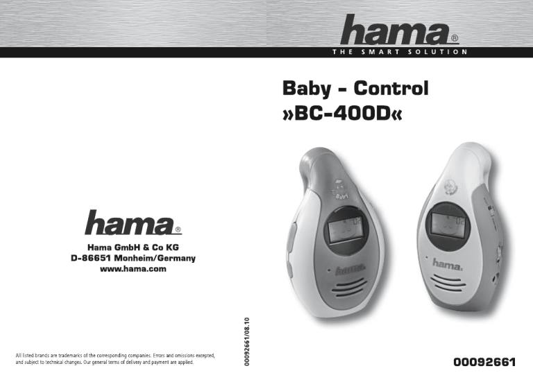 Hama 00092661 Owner's manual Hama 00092661 Owner's manual
