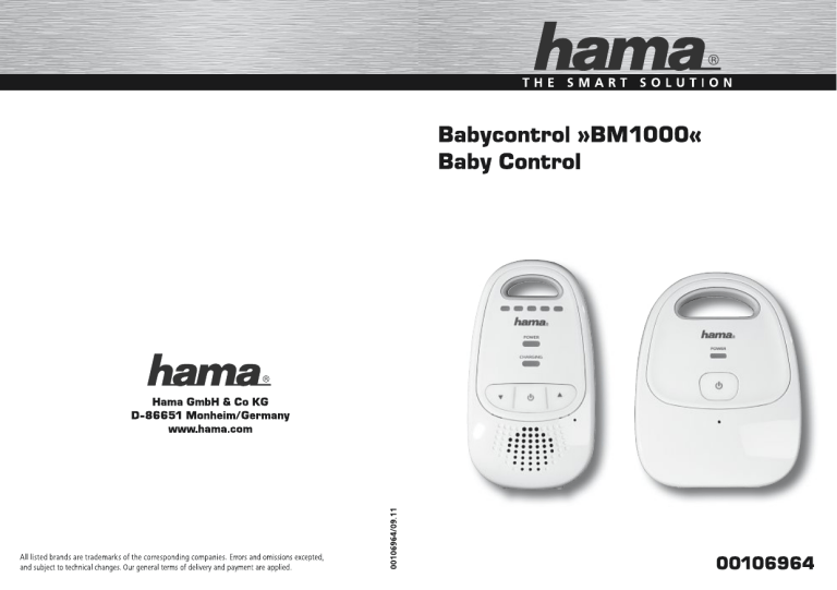 Hama 00106964 Owner's manual Hama 00106964 Owner's manual