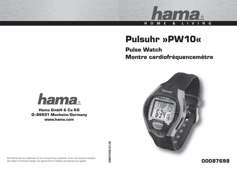 Hama 00087698 Owner's manual Hama 00087698 Owner's manual