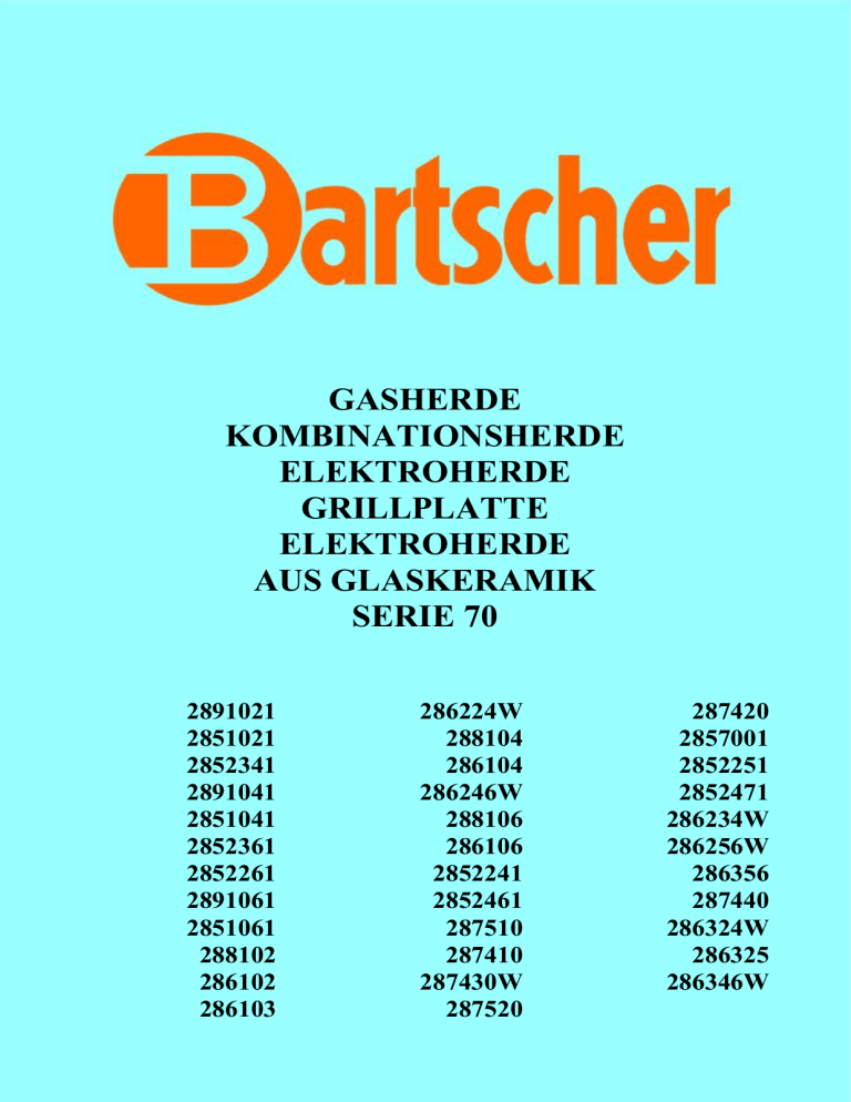 Bartscher 286234W Operating instructions Bartscher 286234W Operating instructions