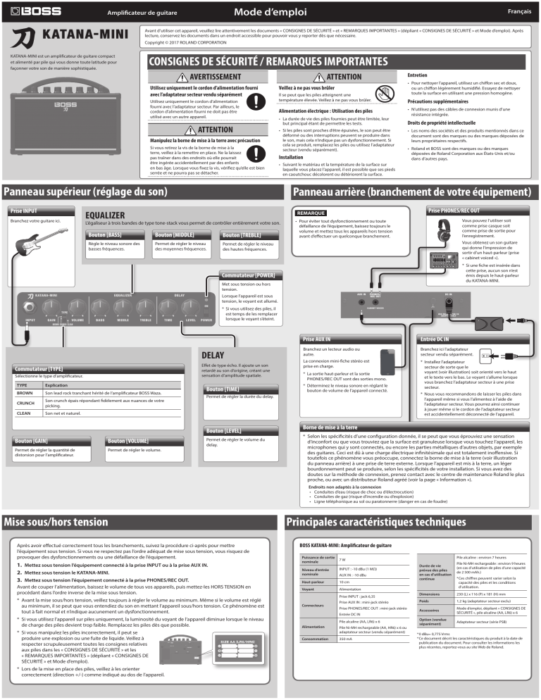 Boss KATANA-MINI Owner's manual Boss KATANA-MINI Owner's manual