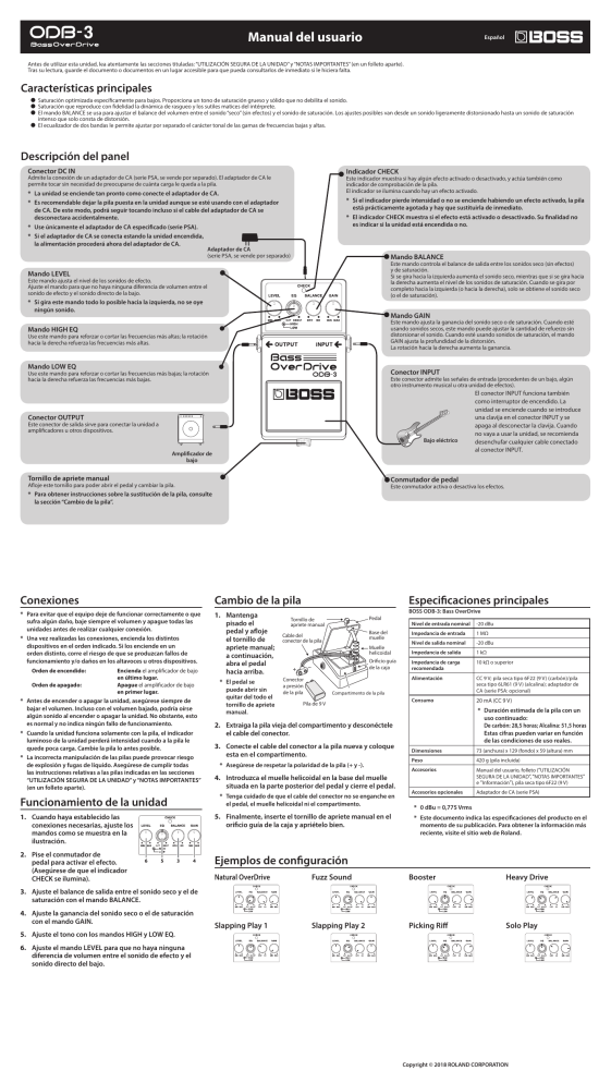 Boss ODB-3 Owner's manual Boss ODB-3 Owner's manual