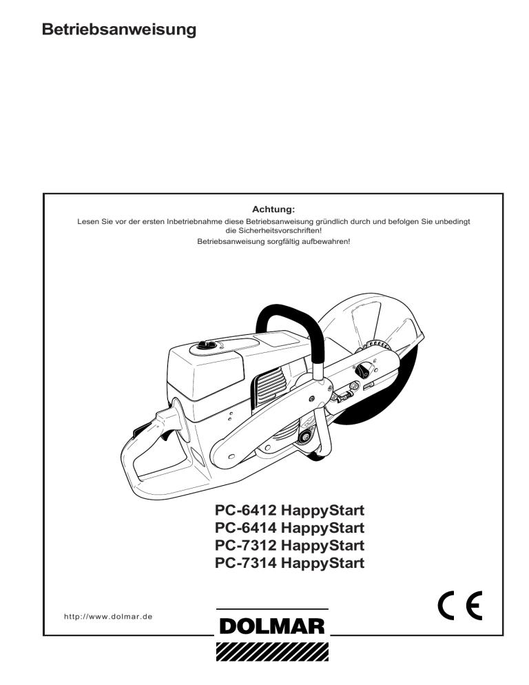 Dolmar PC-7314, PC-6414, PC-7312, PC-6412 Owner's manual Dolmar PC-7314, PC-6414, PC-7312, PC-6412 Owner's manual