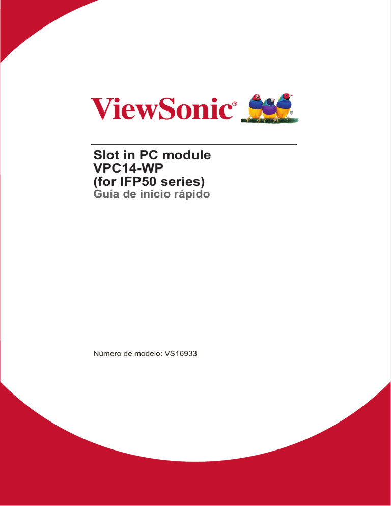 ViewSonic VPC14-WP-S, VPC14-WP Quick start guide ViewSonic VPC14-WP-S, VPC14-WP Quick start guide